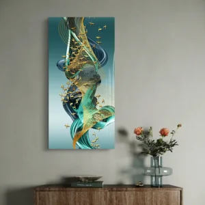 Ethereal Golden Birds Acrylic Wall Art Absract Design