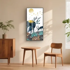 Majestic Deer Under Golden Moon Acrylic Wall Art