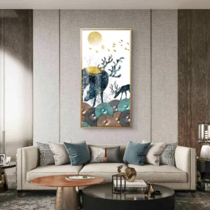 Golden Moon Deer Acrylic Wall Art – Modern Luxury Nature Decor