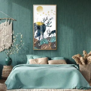 Abstract Deer & Moon Acrylic Wall Art for Living Room