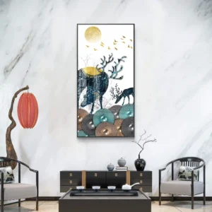 Abstract Deer & Moon Acrylic Wall Art for Living Room