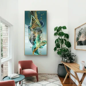 Ethereal Golden Birds Acrylic Wall Art Absract Design